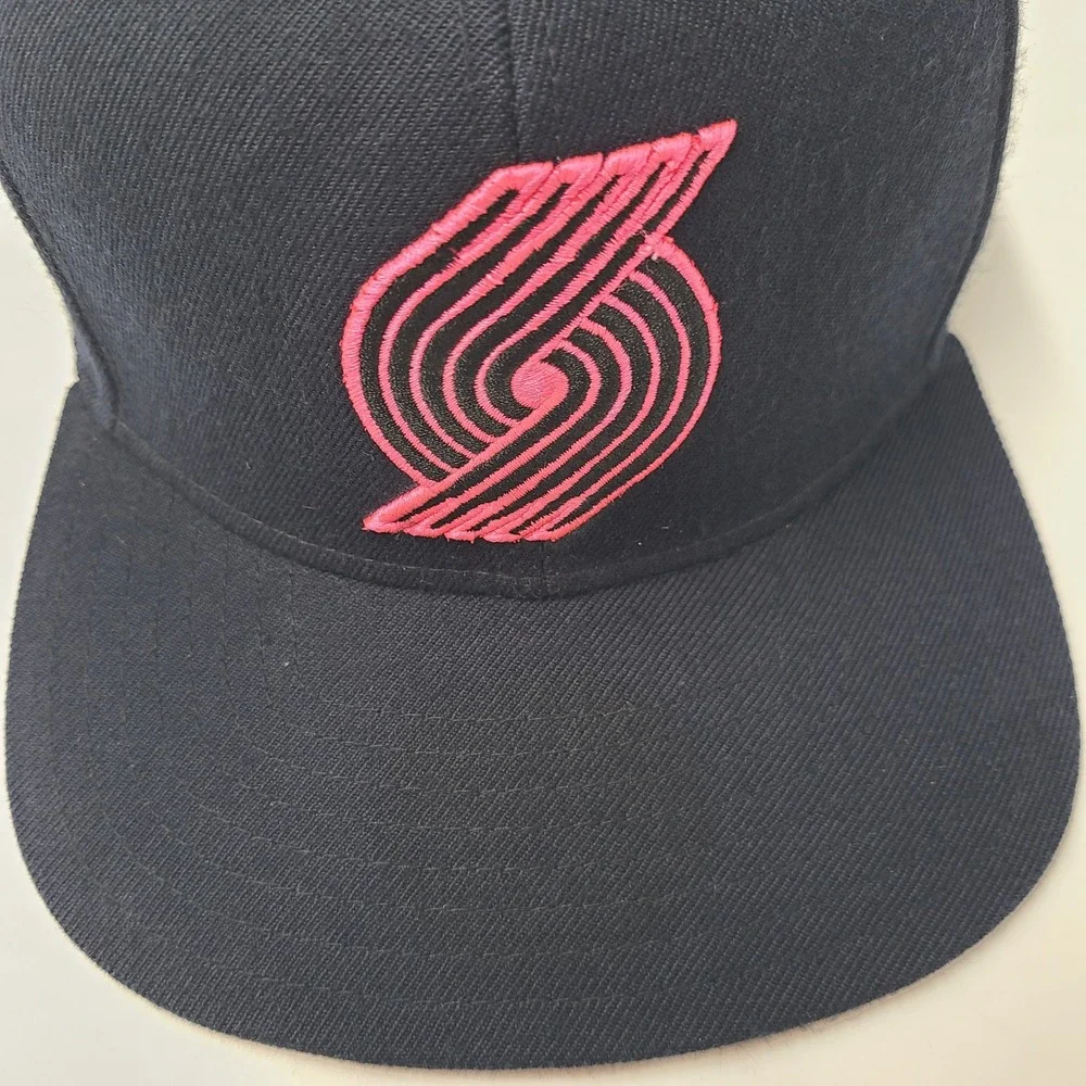 Portland Trail Blazers Hat Snapback Adidas Black Pink NBA Trefoil Wool Blend Men